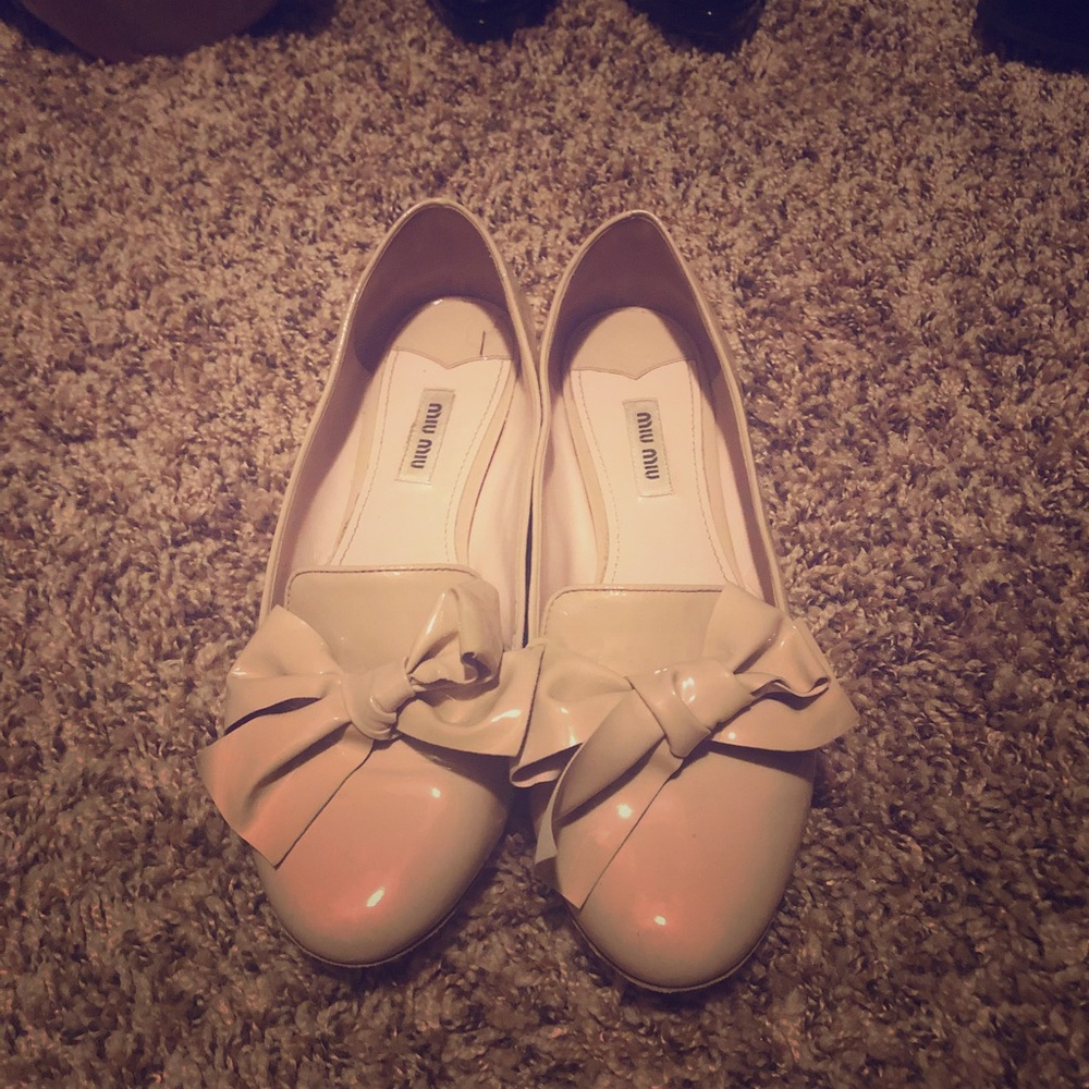 Miu miu Rhinestone and patent flats!statement 38 8
